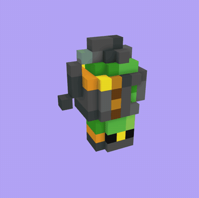 A 3D Model Of A Minecraft Character With Green And Black GIF