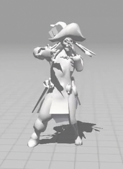 A 3D Model Of A Pirate With A Skeleton Head And A Pirate Hat . GIF
