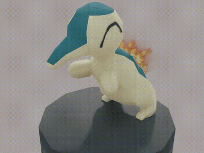 A 3D Model Of A Pokemon With Flames Coming Out Of It 'S Back GIF
