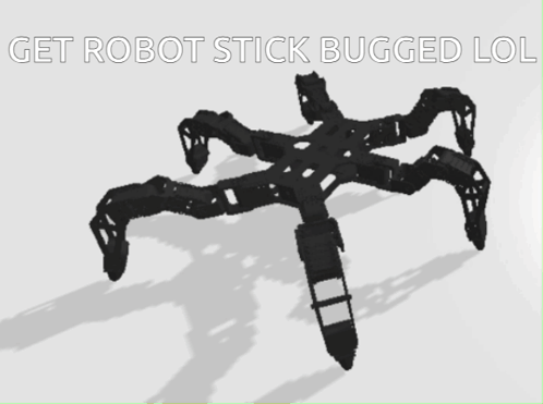 A 3D Model Of A Robot Stick With The Words Get Robot Stick Bugged Lol GIF
