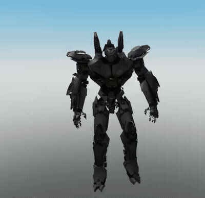 A 3D Model Of A Robot With A Blue Sky Background GIF