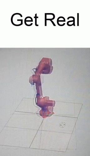 A 3D Model Of A Robotic Arm With The Words Get Real Above It GIF