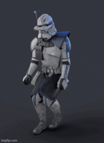 A 3D Model Of A Star Wars Clone Trooper Is Being Displayed On Imgflip.com GIF