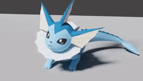 A 3D Rendering Of A Blue Dolphin Laying On Top Of A Pile Of Ice . GIF