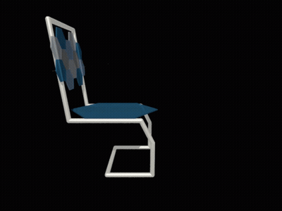 A 3D Rendering Of A Chair With Blue And Grey Hexagons On It GIF