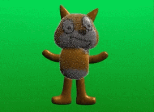 A 3D Rendering Of A Stuffed Animal With A Tail On A Green Screen . GIF
