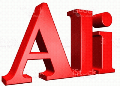 A 3D Rendering Of The Name Ali On A White Background GIF