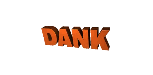 A 3D Rendering Of The Word Dank In Orange Letters Sticker