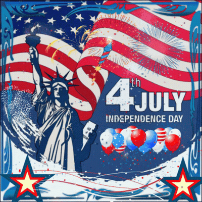 A 4Th Of July Independence Day Poster With The Statue Of Liberty Holding A Torch GIF