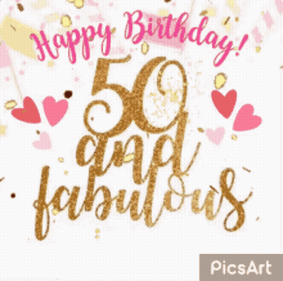 A 50Th Birthday Card That Says Happy Birthday GIF
