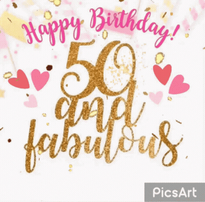 A 50Th Birthday Card That Says Happy Birthday GIF