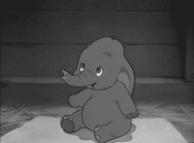 A Baby Elephant Is Sitting On A Rug With Its Trunk Up . GIF