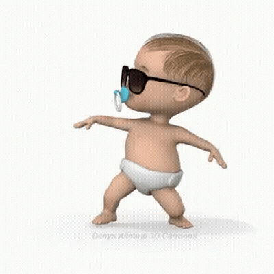 A Baby In A Diaper Is Wearing Sunglasses And A Pacifier In His Mouth . GIF