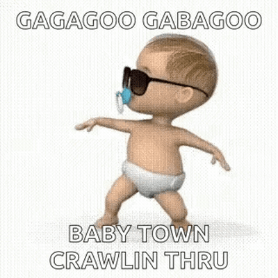 A Baby In A Diaper Is Wearing Sunglasses And A Pacifier In His Mouth . GIF