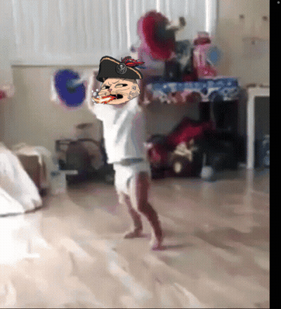 A Baby In A Diaper With A Picture Of A Pirate On His Head GIF