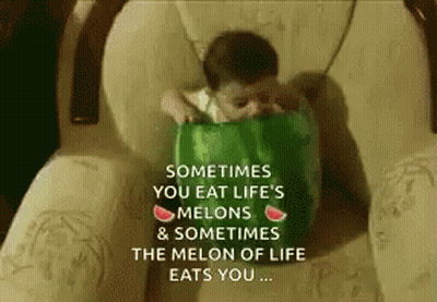 A Baby In A Watermelon Costume Says Sometimes You Eat Life 'S Melons GIF
