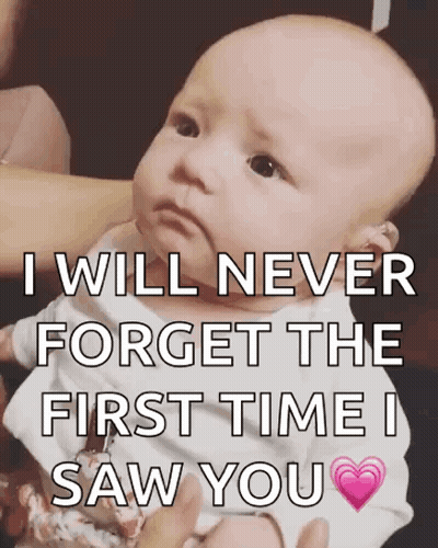 A Baby Is Being Held By A Woman And Says I Will Never Forget The First Time I Saw You .. GIF