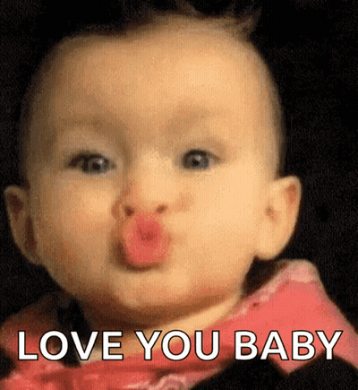 A Baby Is Blowing A Kiss With The Words " Love You Baby " Below It GIF