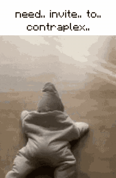 A Baby Is Crawling On The Floor With The Words Need Invite To Contraplex Below It GIF