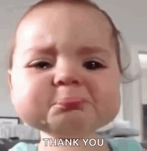 A Baby Is Crying And Saying `` Thank You '' With His Mouth Open . GIF