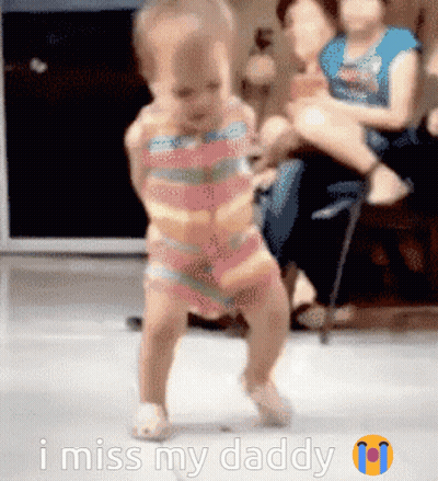 A Baby Is Dancing With The Words I Miss My Daddy GIF