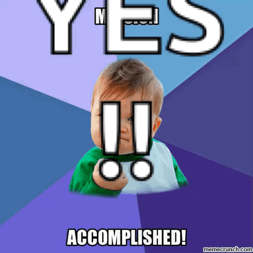 A Baby Is Holding Up A Fist And Says Yes Accomplished GIF
