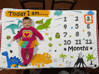 A Baby Is Laying On A Blanket That Says " Today I Am " GIF