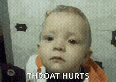 A Baby Is Making A Funny Face And Saying Throat Hurts . GIF