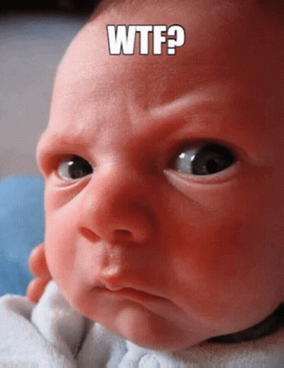 A Baby Is Making A Funny Face With The Words Wtf Written Above It GIF