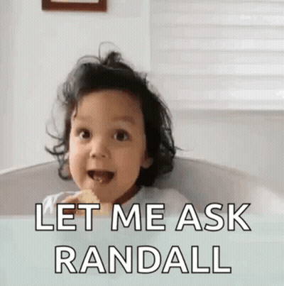 A Baby Is Sitting In A Bathtub Eating A Chip And Saying Let Me Ask Randall . GIF