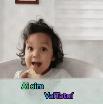 A Baby Is Sitting In A Bathtub With The Words Ai Sim Valtatui Written Above Him GIF
