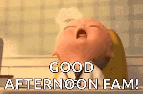 A Baby Is Yawning And Says Good Afternoon Fam . GIF