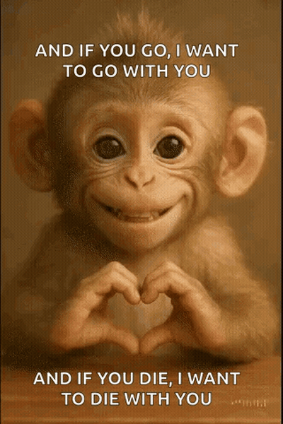 A Baby Monkey Is Making A Heart Shape With Its Hands GIF