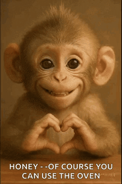 A Baby Monkey Is Making A Heart Shape With Its Hands And Smiling . GIF