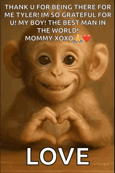 A Baby Monkey Is Making A Heart Shape With Its Hands GIF