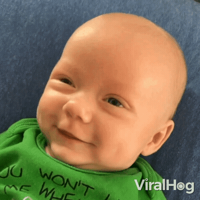 A Baby Wearing A Green Shirt That Says " You Won 'T Where " GIF