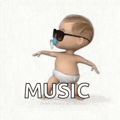 A Baby Wearing Sunglasses And A Pacifier Is Dancing And Singing . GIF