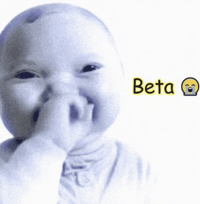 A Baby With A Smiley Face And The Word Beta On The Bottom Right GIF
