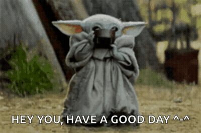 A Baby Yoda From Star Wars Is Standing In The Dirt And Saying `` Hey You Have A Good Day '' . GIF