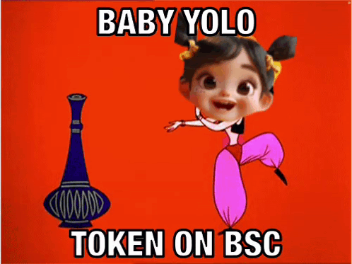 A Baby Yolo Token On Bsc Poster With A Cartoon Character GIF