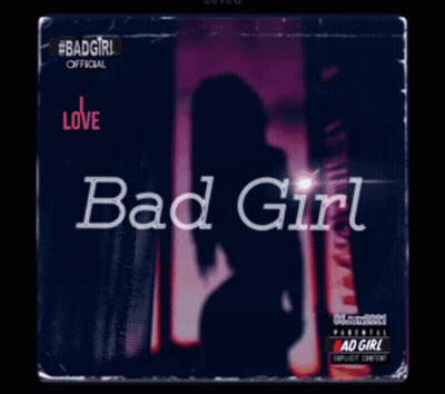 A Bad Girl Album Cover With A Silhouette Of A Woman On It GIF