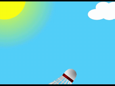 A Badminton Shuttlecock Against A Blue Sky With A Sun And Clouds GIF