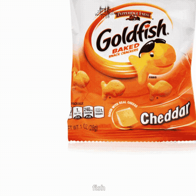 A Bag Of Baked Goldfish Snack Crackers With Cheddar Cheese GIF