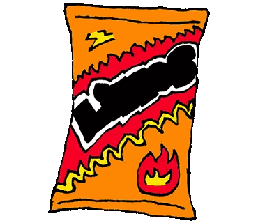 A Bag Of Lizzos Chips With A Flaming Design Sticker
