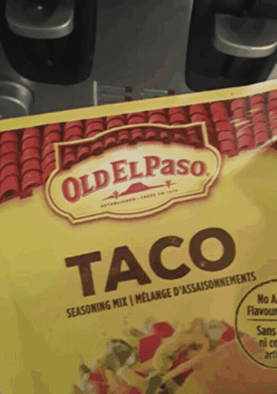 A Bag Of Oldelpaso Taco Seasoning Mix Sits On A Counter GIF