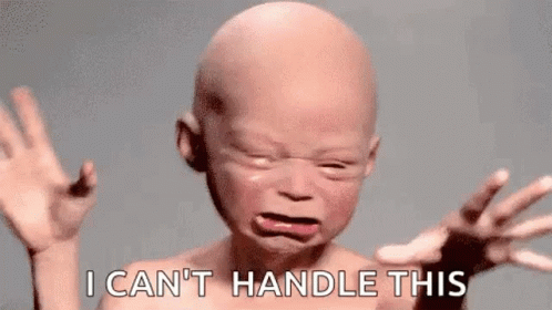 A Bald Baby Is Crying And Saying `` I Can T Handle This '' . GIF