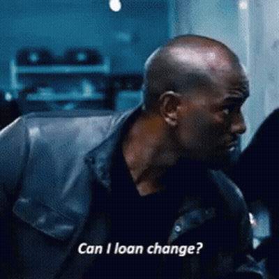 A Bald Man In A Leather Jacket Is Asking Can I Loan Change GIF