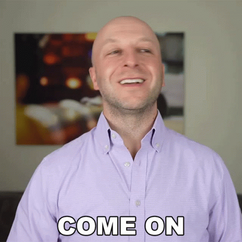 Bald Man Smiling And Saying Come On GIF