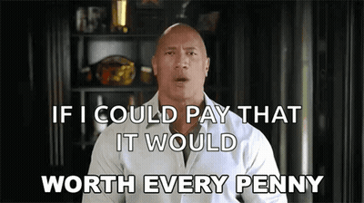 A Bald Man In A White Shirt Says If I Could Pay That It Would Be Worth Every Penny . GIF