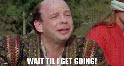 A Bald Man Is Crying And Saying `` Wait Till I Get Going '' . GIF